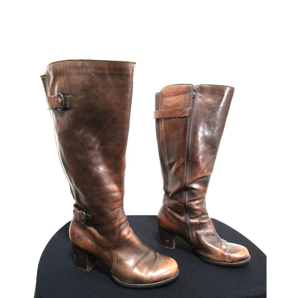 Born Chestnut Leather Heeled Boots